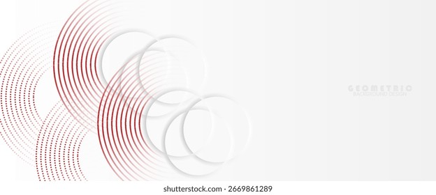 Abstractas fondo blanco con líneas circulares rojas. Concepto de tecnología de futuro digital. cartel en presentación