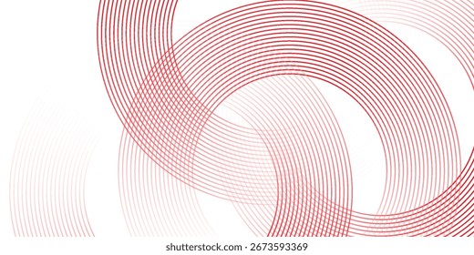 Abstract white background with red circle lines. Digital future technology concept. vector illustration eps10