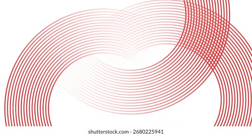 Abstract white background with red circle lines. Digital future technology concept. vector background