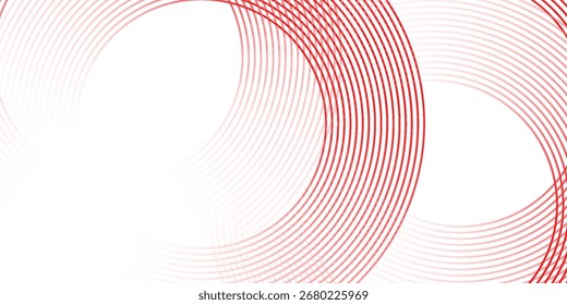 Abstract white background with red circle lines. Digital future technology concept. vector background
