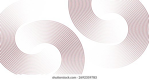 Abstractas fondo blanco con líneas circulares rojas. Concepto de tecnología de futuro digital. Ilustración vectorial.