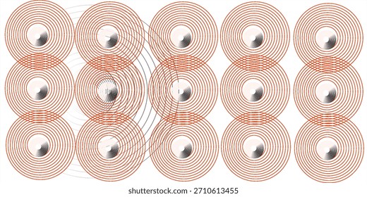 Abstract white background with red circle lines. Digital future technology concept. vector illustration.