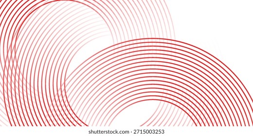 Abstractas fondo blanco con líneas circulares rojas. Concepto de tecnología de futuro digital. 
