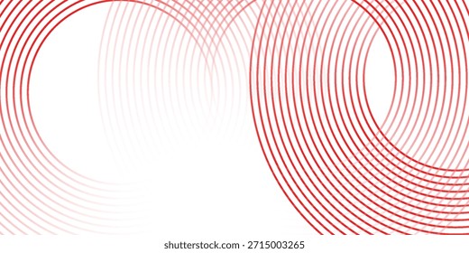 Abstrakter weißer Hintergrund mit roten Kreislinien. Digitales Zukunftstechnologie-Konzept. 
