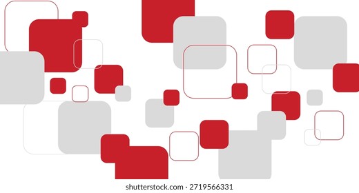 Abstrakte weiße Hintergrund rot graue quadratische Dekoration. Vektorgrafik für modernen Präsentationshintergrund, Broschürendesign, Vektorgrafik