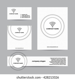 Abstract white background with round shadows. Vector branding set of banners and business card.