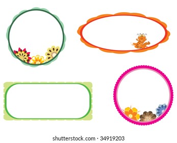 abstract white background with set of four blossom pattern frame