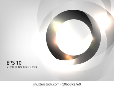 Abstract white background with silver ring. Vector wallpaper.