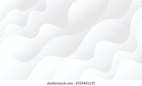 Abstract white background with smooth and clean wave shape. Luxury dynamic soft waves subtle background.