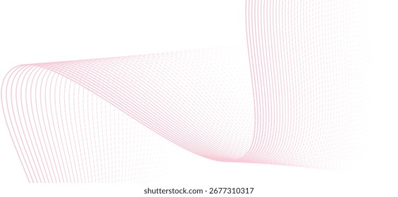 Abstract white background with smooth flowing pink gradient lines forming a modern wave pattern. Eps 10 vector.

