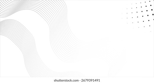 Fondo blanco Abstractas con líneas negras que fluyen suaves.  Ondas dinámicas. Conjunto de ondas de vibración negro y gris Abstractas. Colección de audio de sonido de línea ondulada, semitono punteado y forma de onda. 