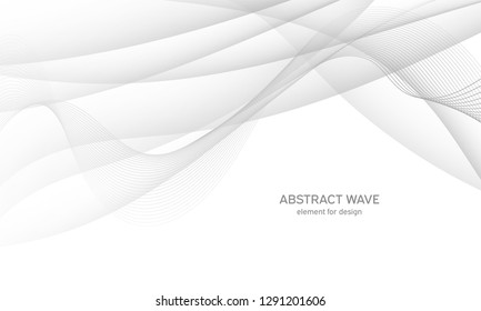 Abstract white background with smooth gray lines, waves. Modern and fashion. Gradient geometric. Vector illustration.