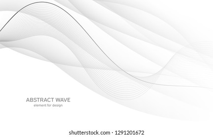 Abstract white background with smooth gray lines, waves. Modern and fashion. Gradient geometric. Vector illustration.