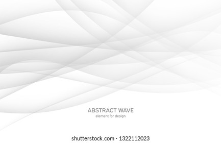 Abstract white background with smooth gray lines, waves. Modern and fashion. Gradient geometric. Vector illustration.
