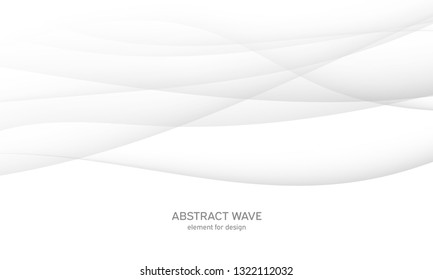Abstract white background with smooth gray lines, waves. Modern and fashion. Gradient geometric. Vector illustration.