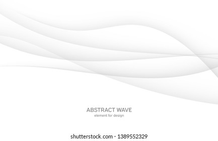 Abstract white background with smooth gray lines, waves. Modern and fashion. Gradient geometric. Vector illustration.