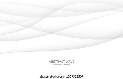 Abstract white background with smooth gray lines, waves. Modern and fashion. Gradient geometric. Vector illustration.