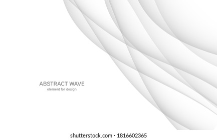 Abstract white background with smooth gray lines, waves. Modern and fashion. Gradient geometric. Vector illustration.