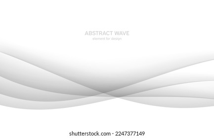 Abstract white background with smooth gray lines, waves. Modern, luxury and fashion. Gradient geometric. Vector illustration.