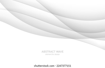 Abstract white background with smooth gray lines, waves. Modern, luxury and fashion. Gradient geometric. Vector illustration.