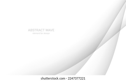 Abstract white background with smooth gray lines, waves. Modern, luxury and fashion. Gradient geometric. Vector illustration.