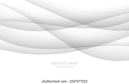 Abstract white background with smooth gray lines, waves. Modern, luxury and fashion. Gradient geometric. Vector illustration.
