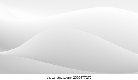 Abstract white background with smooth grey lines. Empty white and gray wave background for wallpaper, poster, banner, presentation. Vector illustration