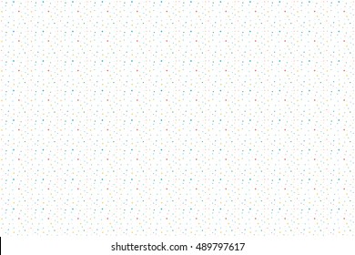 Abstract white background with stars, flashes, dots, rings. Vector seamless pattern with geometric figures. Hipster fill. Color image. Holiday composition. Multipurpose backdrop. Blank for workspace.