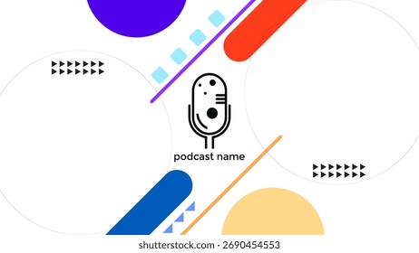 ABSTRACTAS FONDO BLANCO PLANTILLA PODCAST MICRÓFONO PLANO COLORIDO VECTOR DE DISEÑO. BUENO PARA EL DISEÑO DE PORTADAS, ANUNCIO, WEB, REDES SOCIALES