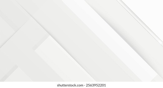 Abstract white background with texture pattern, layered geometric triangle shapes, white and grey glossy squares, abstract tech banner design. Graphic design element stripes concept