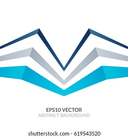 Abstract white background with three dimensional geometric shapes. Space for text.