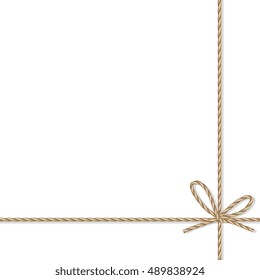 Abstract white background tied up with rope bakers twine bow and ribbons