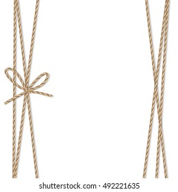 Abstract white background tied up with rope bakers twine bow and ribbons