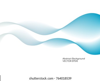 Abstract white background with transparent blue color smooth curves wave lines for banner, background.