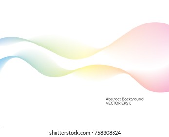 Abstract white background with transparent colorful smooth curves wave lines for banner, background.