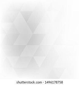 Abstract white background with transparent triangles. Subtle black-and-white soft vector graphic pattern