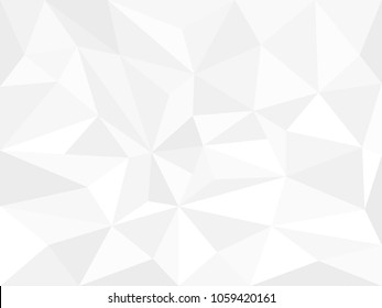 Abstract white  background with triangles and polygonal. Vector geometric monochrome pattern