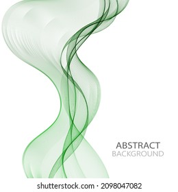 Abstract White Background Vector business Design Smoke Green Wave
