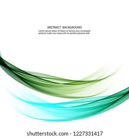Abstract white background, vector green design wave