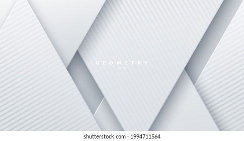 Abstract White Background. Vector Illustration. Geometric Backdrop With Textured Black Paper Layers. Slanted Shapes. Business Presentation Template. Minimalist Decoration For Banner Design