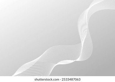 Abstract White Background With Wave Lines. Futuristic Wallpaper. Business Banner. Vector Illustration. Technology Backdrop. Minimal