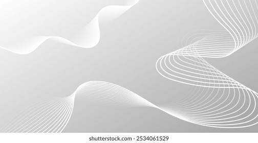 Abstract White Background With Wave Lines. Futuristic Wallpaper. Business Banner. Vector Illustration. Technology Backdrop. Minimal