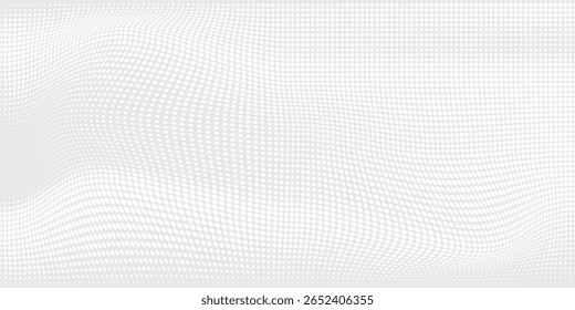 Abstract White Background with Wavy 3D Halftone Dot Pattern