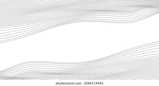 Abstract white background with wavy line drawing. Vector illustration.