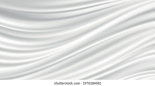 Abstract white background, wavy white lines, folds - Vector illustration