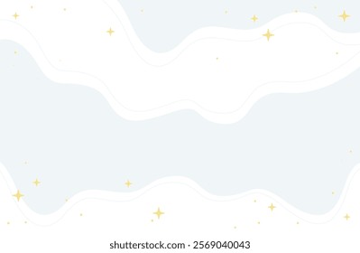 Abstract White Background With Wavy Lines and Sparkling Stars, Square Vector Design. Perfect for design projects requiring a calming, minimalist aesthetic