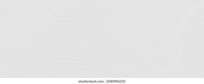 Abstract white background with wavy lines. The white background features a smooth, flowing texture, creating a serene, minimalist style. Digital background vector. White background.