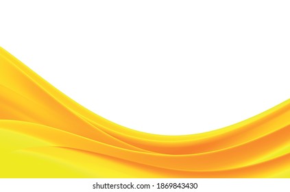 Abstract white background with yellow wavy lines - Vector illustration