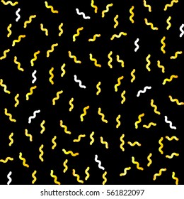 Abstract white background with zigzags. Vector seamless pattern with geometric figures. Hipster fill. Gold image. Holiday composition. Multipurpose backdrop. Stocking up for the holidays,general plan.