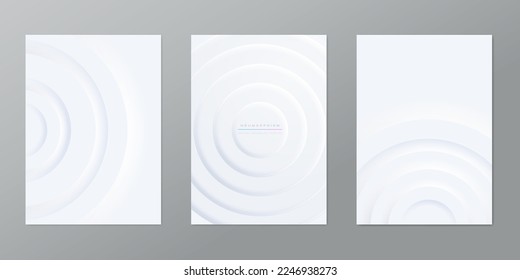 Abstract white backgrounds with Neumorphic Circles. Round geometric shapes neomorphism style